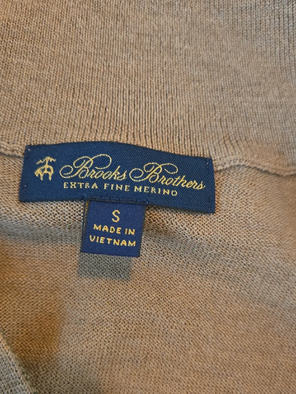Brooks Brothers Tan Merino Wool Quarter Zip Sweater Small Preppy Quiet Luxury